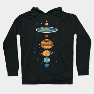 Flat Earth And Planets Funny Conspiracy Theory Earthers Hoodie